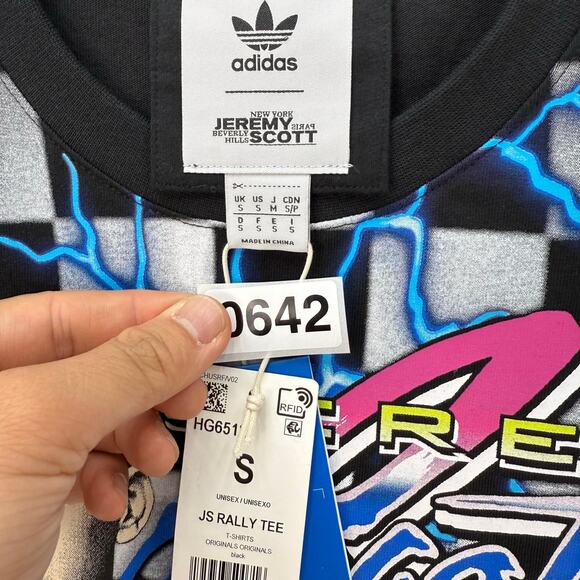 ADIDAS X JEREMY SCOTT MEN'S SMALL NASCAR RALLY CAR BLACK TSHIRT HG6512 - Picture 5 of 6